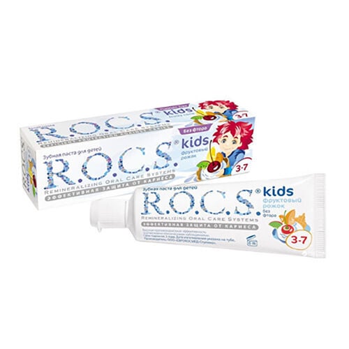 ROCS Kids 3-7 Yaş Meyveli Çocuk Diş Macunu (Meyve külahı) 35ml.